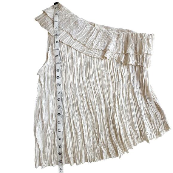 Ulla Johnson Ravenna One-Shoulder Pleated Ruffle Top Ivory Size 6 Blouse - Picture 7 of 13
